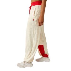 Free People Movement Ivory and Red Jogger Pants